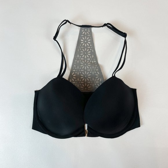 NWOT Victoria's Secret Bra 32DD Push-Up Black Racerback Front Closure - Picture 1 of 7
